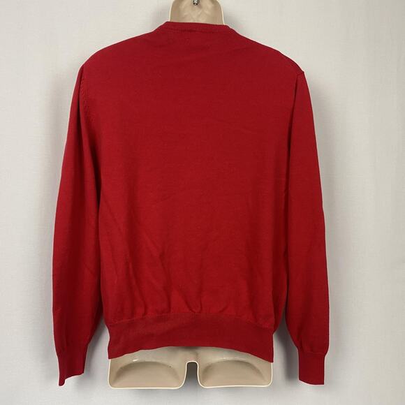 Alan Flusser Sweater Mens XL Red Cotton Cashmere V Neck Old Money Academia Prep - Picture 3 of 11
